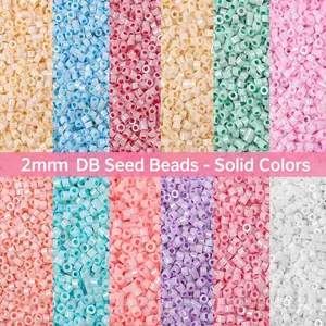 2mm solid color DB glass seed beads in thirteen vibrant colors for DIY jewelry making
