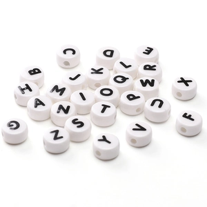 White Ceramic Alphabet Letter Beads For DIY Jewelry Making Bracelet Necklace Flat Round Spacer Beads Handmade Accessories