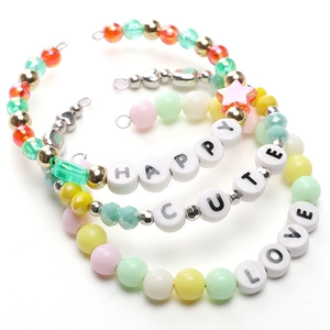 Three-piece ceramic alphabet bead bracelets with HAPPY CUTE LOVE letters for DIY jewelry