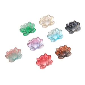 Set de ocho cuentas de loto de cristal coloridas con purpurina para creación de joyas DIY
