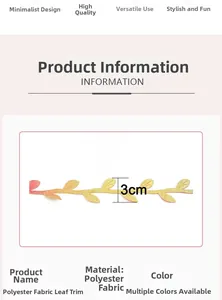 Detail view of 3cm gradient polyester leaf trim showing the lace structure and size