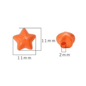 Perline a stella in acrilico arancione da 11mm per gioielli DIY con foro da 2mm