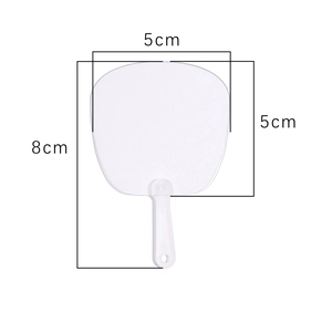 Set van 5 heldere mini plastic ronde waaiers voor DIY, 5x8 cm formaat met wit handvat