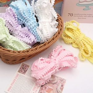 Colorful 1cm polyester pom-pom fringe trim in assorted candy colors for DIY sewing crafts