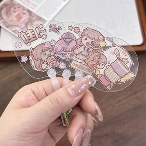 Schattige mini transparante ronde plastic waaier met cartoon meisjes illustraties en film