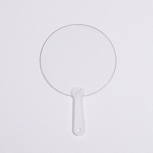 DIY transparante plastic mini ronde waaier met beschermfolie en wit handvat