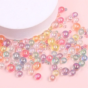 Acryl AB Kleur Vergulde Ronde Kralen Geen Gat DIY Sieraden Maken Accessoires Macaron Gemengde Regenboog Kralen Voor Ambachten