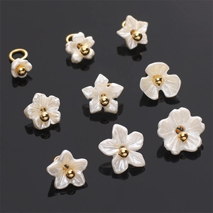 Resin Flower Pendants For DIY Jewelry Making Artificial Pearl Luster Osmanthus Plum Blossom Charms With Gold Metal Loop For Necklace