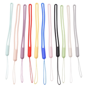 Dragonnes de téléphone en silicone liquide coloré proposées en onze coloris sur fond blanc