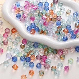 Cuentas de tierra de cristal facetado en colores mezclados para fabricación de joyas DIY
