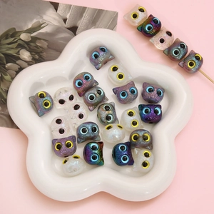 Colorful owl acrylic beads for DIY jewelry making in various finishes and glitters