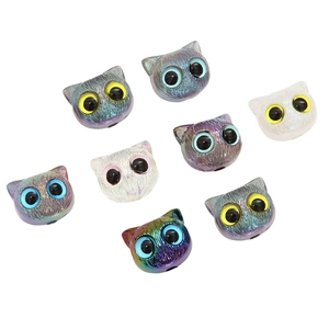 Colorful acrylic cat beads for DIY jewelry making in various gradient pearl finishes
