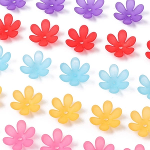 Bunte 20mm mattierte Acryl Blumenperlen in Rot, Violett, Blau, Gelb und Rosa Mischung