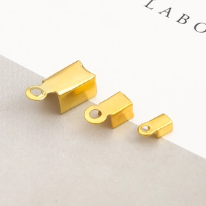 Three sizes of polished gold metal cord end clips for DIY jewelry and bracelet making