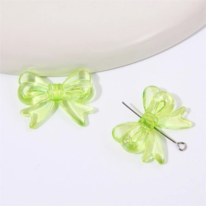 Translucent green acrylic bow pendants for DIY jewelry making and craft accessories