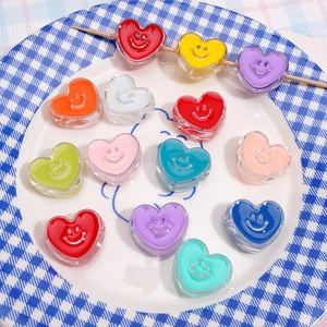 Acrylic Heart Smiley Face Beads For DIY Jewelry Making Colorful Handmade Bracelet Necklace Phone Case Accessories