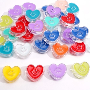 Colorful heart-shaped acrylic smile face beads for DIY jewelry and handmade bracelets