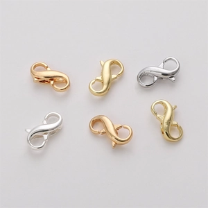 Lot de 6 fermoirs mousquetons en forme de S en finitions or, argent et or rose
