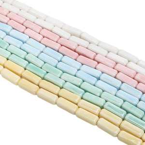 Macro shot of 6x15mm colorful rectangle ceramic beads for DIY jewelry making