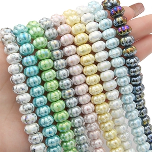 10mm pompoenkralen met parelmoer inktstructuur voor DIY-sieraden maken