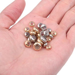 Cuentas de tope redondas y planas de cobre para joyería DIY en oro y plata