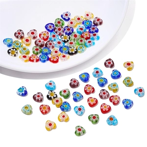 Mélange de perles Millefiori en verre en forme de cœur 8mm pour création de bijoux