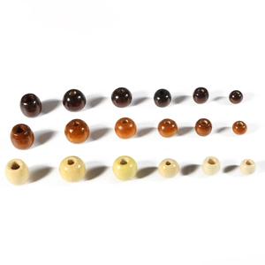 DIY large hole wooden beads in brown and cream colors for handcrafted jewelry accessories