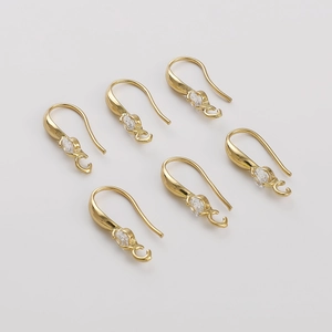 14K gold plated earring hooks with marquise cubic zirconia for DIY jewelry making