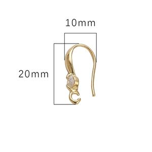 14K gold plated earring hooks with round zircon 10x20mm for DIY jewelry making