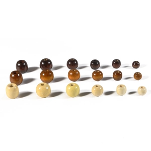 Brown and amber wooden beads with large holes in multiple sizes for DIY jewelry making