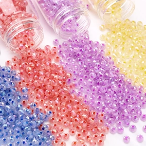 DIY colorful faceted glass beads set in blue pink purple and yellow for jewelry making