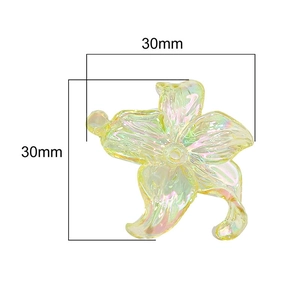 30mm AB yellow iridescent acrylic flower beads for handmade DIY jewelry craft making