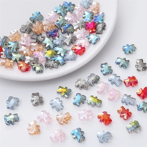 Faceted Glass Bear Beads Iridescent Crystal Animal Loose Beads DIY Bracelet Necklace Accessory For Jewelry Making
