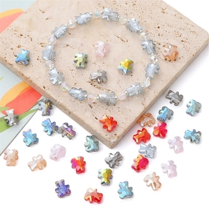 Colorful bear-shaped glass beads and crystal charms for DIY jewelry handmade crafts