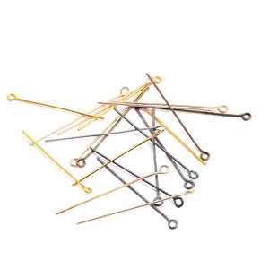 Assorted metallic eye pins for DIY jewelry making in gold, silver, bronze and black colors