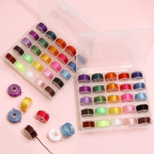 50-roll colorful elastic thread set for DIY jewelry making in 25-grid storage boxes
