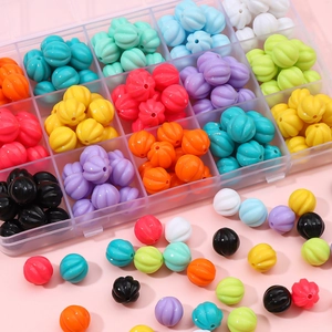 Bunte Acryl-Kürbisperlen Set in einem 24-Gitter-Organizer für DIY-Schmuckherstellung