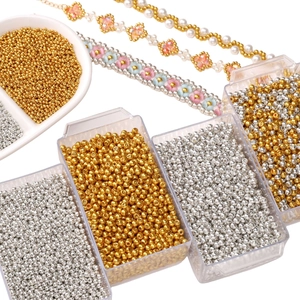 Kit de perles de rocaille DIY or et argent avec boîtes de rangement en plastique