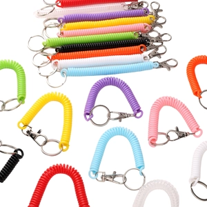 Portachiavi a spirale elastici colorati con anelli in metallo e ganci per creazioni fai-da-te