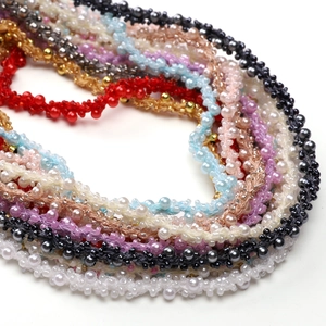 Colorful handmade braided bead chains with mixed pearls and gold beads for DIY jewelry making