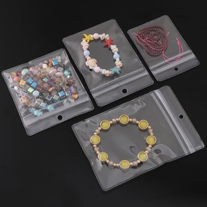 Clear PVC Self Sealing Bags With Hanging Hole Transparent Plastic Jewelry Packaging Bags For DIY Crafts Beads Storage