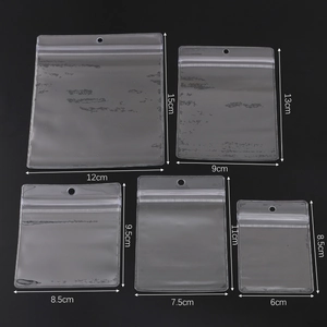 Transparent PVC zip lock bags with hanging holes for jewelry storage in five sizes