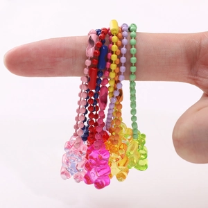 Colorful acrylic gummy bear pendants with matching ball chains for DIY jewelry making