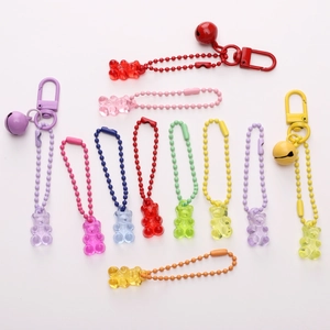 Colorful translucent acrylic gummy bear charms with matching bead chains for DIY crafts