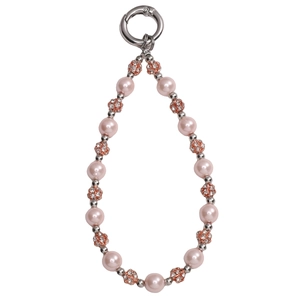 Detailansicht der rosa Perlen mit roségoldenen Strass-Zwischenperlen für DIY-Schmuck