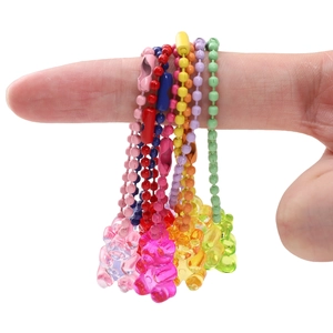 Miniature colorful acrylic bear charms with matching ball chains for DIY accessories