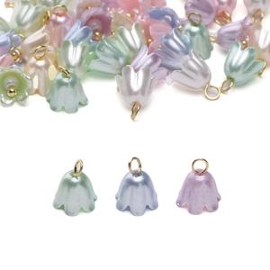 Acrylic lily of the valley flower pendants in pastel colors for DIY jewelry making
