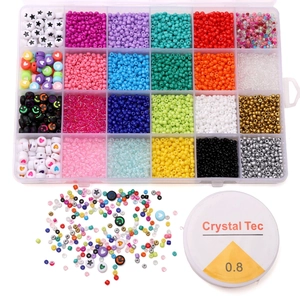 Kit de création bijoux DIY 24 compartiments avec perles colorées et fil élastique