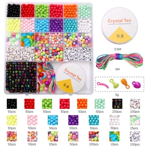 Kit de création bijoux DIY avec 24 compartiments de perles colorées, breloques et fils