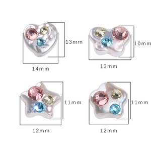 Amuletos de perlas acrílicas DIY con diamantes de colores en forma de corazón, mariposa y estrella
